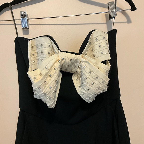 SALONI Black and Cream Jumpsuit with Bow Detail - Picture 5 of 7